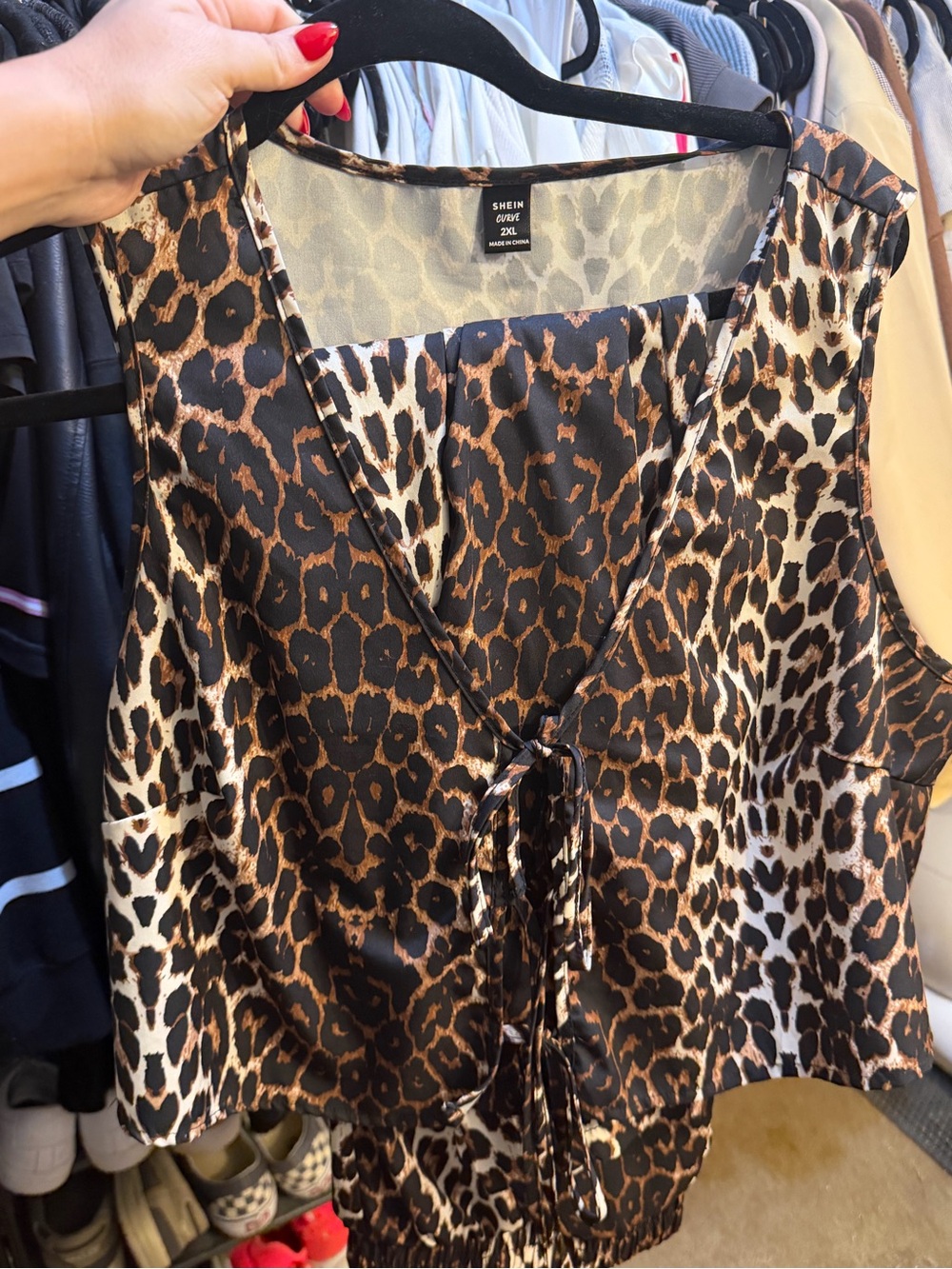 2X SHEIN Leopard print set — top and pants